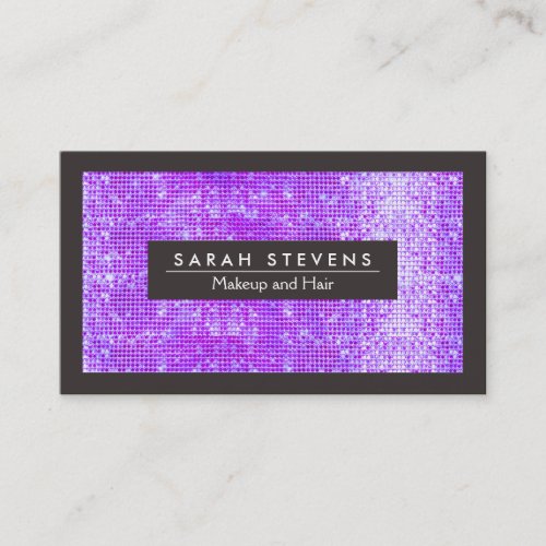 Purple Sparkly FAUX Sequins Makeup Artist Salon Business Card Templates