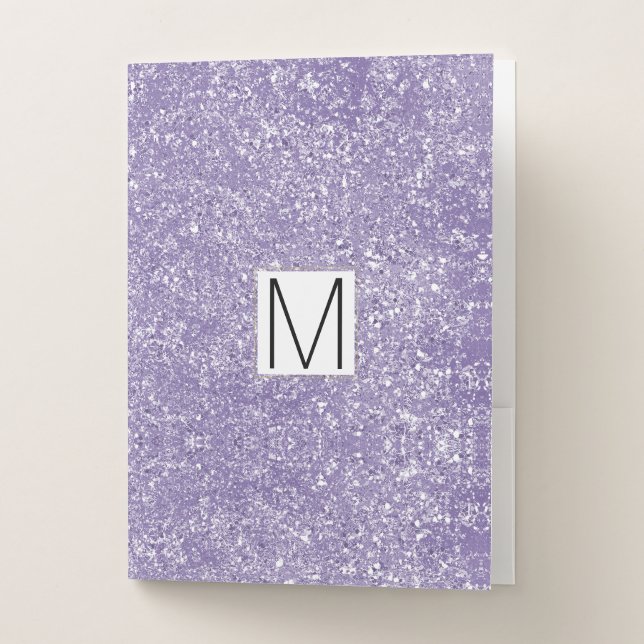 Purple Faux Sparkly Glitter Pocket Folder (Front)