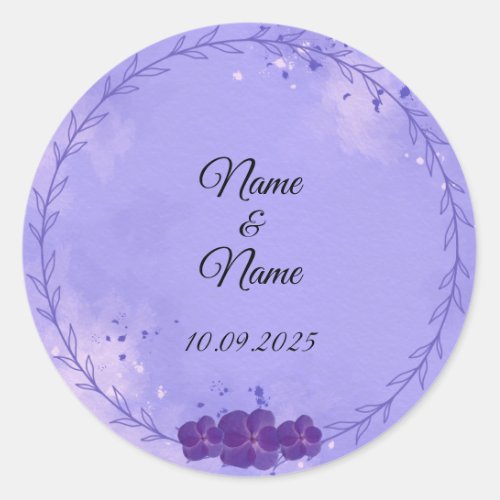 Purple favor stickers 