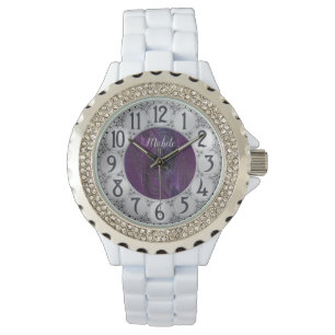 Purple Feathers Monogram Watch