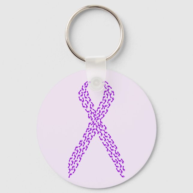 Purple Feet Awareness Ribbon Keychain (Front)