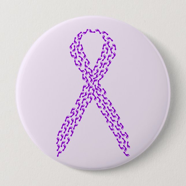 Purple Feet Awareness Ribbon Pinback Button (Front)