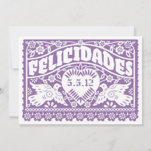 Purple Felicidades Love Birds Papel Picado Invitation