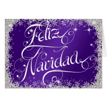 Purple Feliz Navidad Typography PERSONALIZED Card 