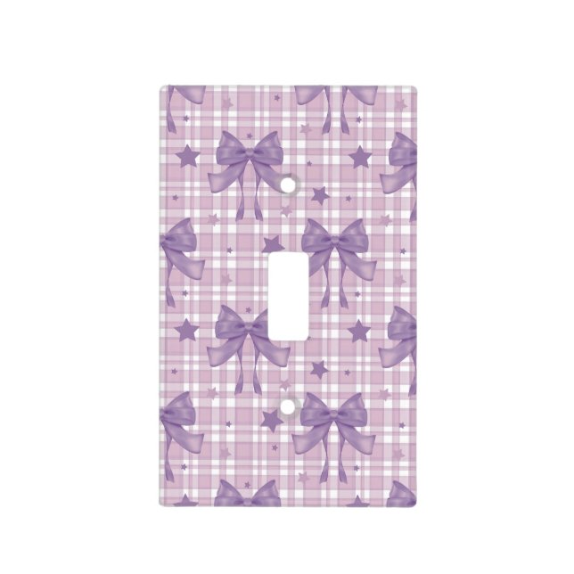 Purple Feminine Coquette Bows Light Switch Cover (Front)