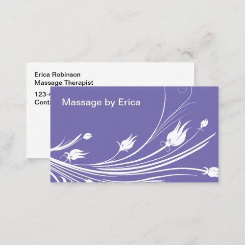 Purple Feminine Floral Massage Therapist  Business Card