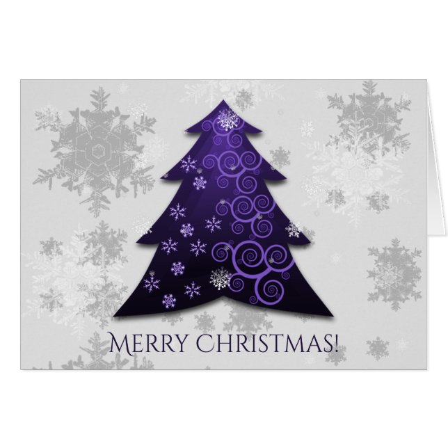 Purple Festive Christmas Tree Greeting Card (Front Horizontal)