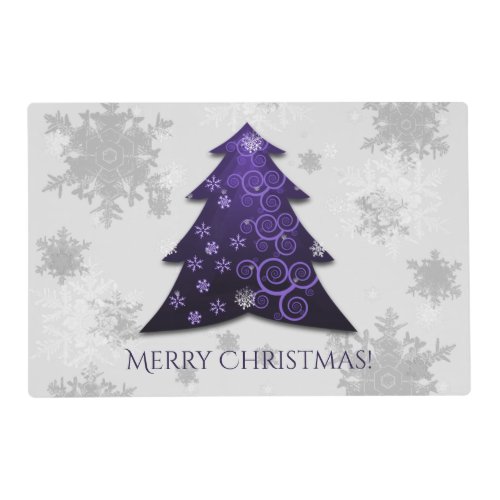Purple Festive Christmas Tree Laminated Placemat