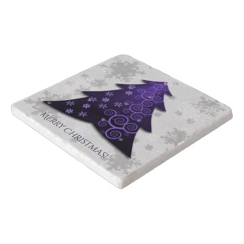 Purple Festive Christmas Tree Trivet