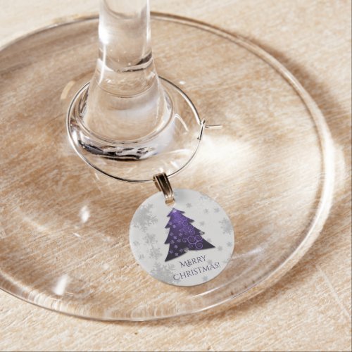 Purple Festive Christmas Tree Wine Charm