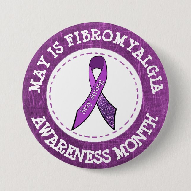 Purple  Fibromyalgia Awareness Month Ribbon Button (Front)