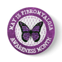 Purple  Fibromyalgia Awareness Month Ribbon Button