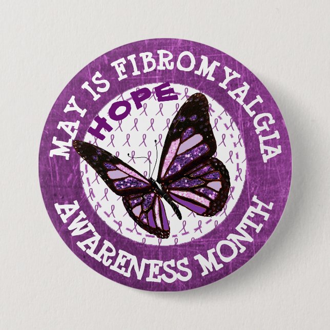 Purple  Fibromyalgia Awareness Month Ribbon Button (Front)