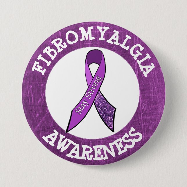 Purple  Fibromyalgia Awareness Ribbon Button (Front)