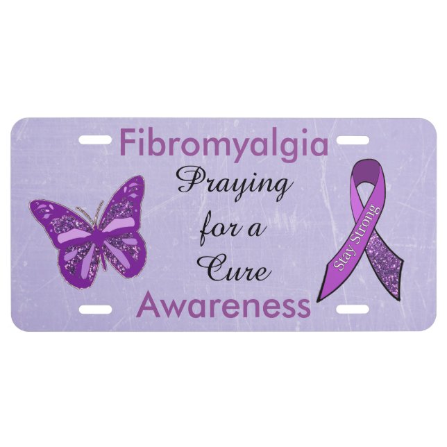 Purple Fibromyalgia Awareness Ribbon License Plate (Front)