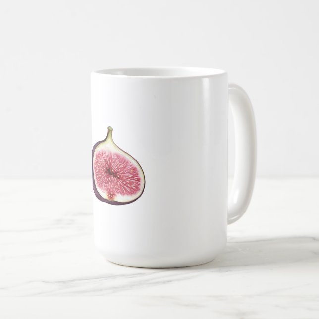 Purple Fig Fruit Cutaway Illustration Coffee Mug (Front Right)