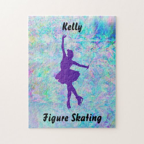 Purple Figure Skater on Frozen Ice Jigsaw Puzzle