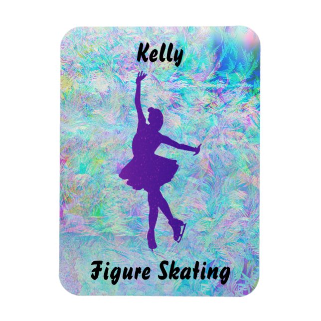Purple Figure Skater on Frozen Ice   Magnet (Vertical)