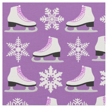 Purple Figure Skates And Snowflakes Christmas Fabric by GollyGirls at Zazzle