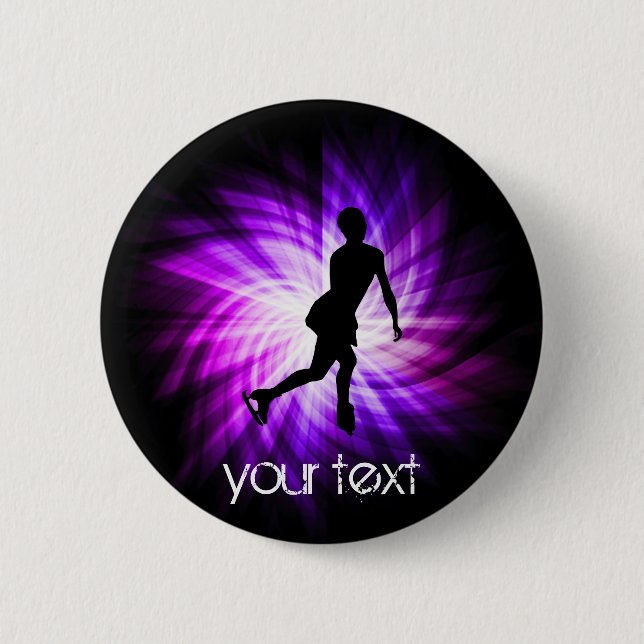 Purple Figure Skating Pinback Button (Front)