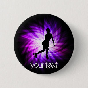 Purple Figure Skating Pinback Button