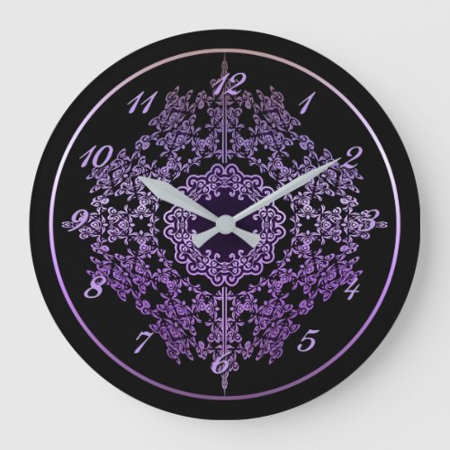 Purple Filigree Motif Wall Clock