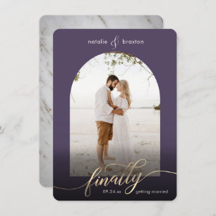 Purple Finally Getting Married & Window Photo Save The Date