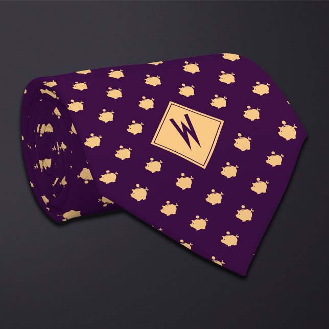 Purple Financial Advisor Piggy Bank Neck Tie (Creator Uploaded)