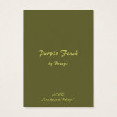 Purple Finch ATC (Back)