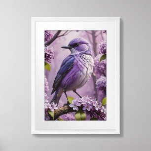 “Purple Finch Bird ”13x19” White Framed & Matted Art