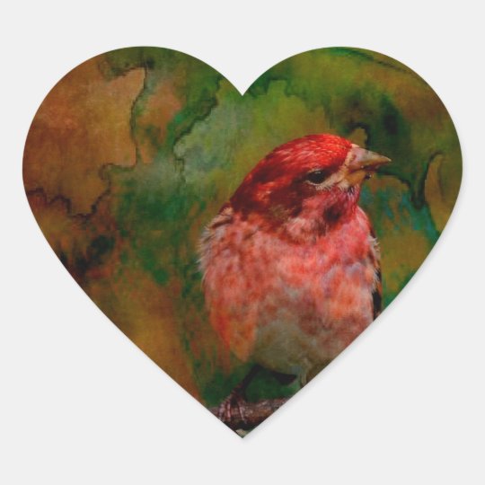 Purple Finch Heart Sticker