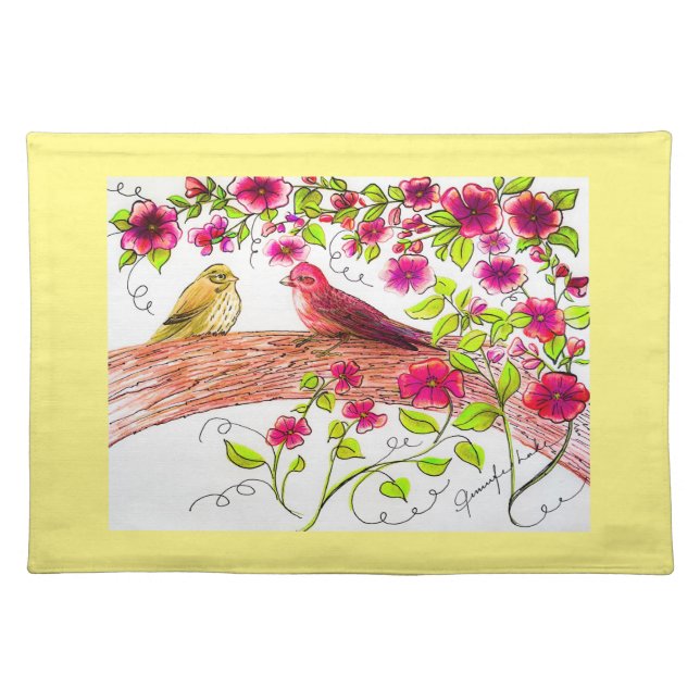 Purple Finch Table Runner Bath Mat Serving Tray (Front)