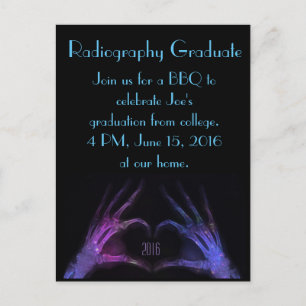 Purple fingers make a heart xray Radiography Grad Postcard