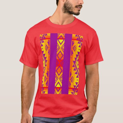 Purple Fire Color Geometric Diamond Pattern  T_Shirt