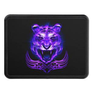 Purple Fire Flaming Tiger Cat Trailer Hitch Cover