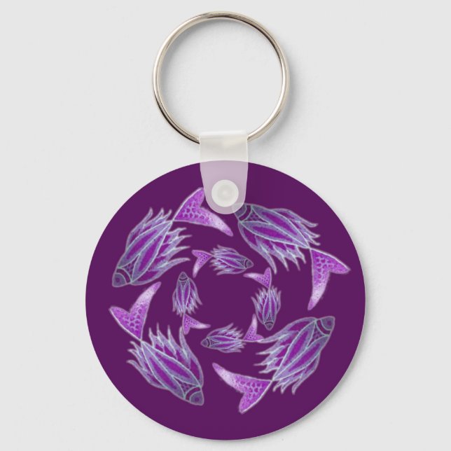 Purple Fish Circling Keychain (Front)