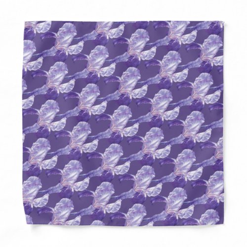 Purple flag iris botanic painting patterned bandana