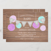 Purple Flags n Fluffs - Baby Shower Invitation (Front/Back)