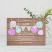 Purple Flags n Fluffs - Baby Shower Invitation (Standing Front)