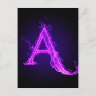 Purple flame alphabet postcard