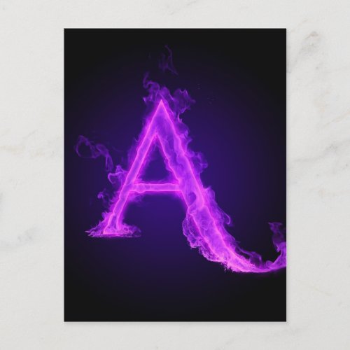 Purple flame alphabet postcard