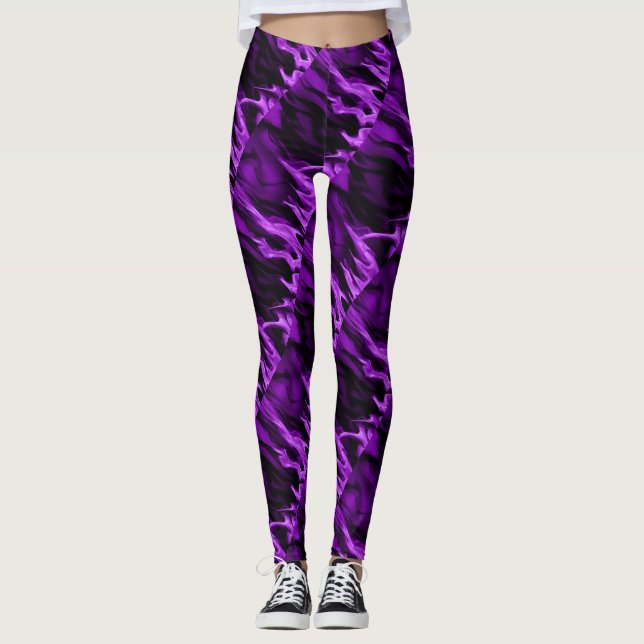 Purple Flame and Black Leggings (Front)