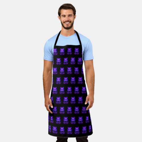 Purple Flaming Fire Tiger Apron