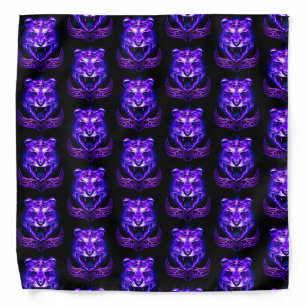 Purple Flaming Fire Tiger Bandana