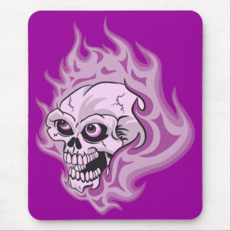 Purple Flaming Skull Mouse Pad