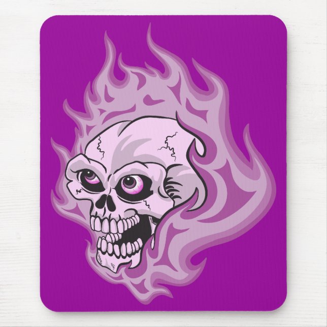 Purple Flaming Skull Mouse Pad (Front)