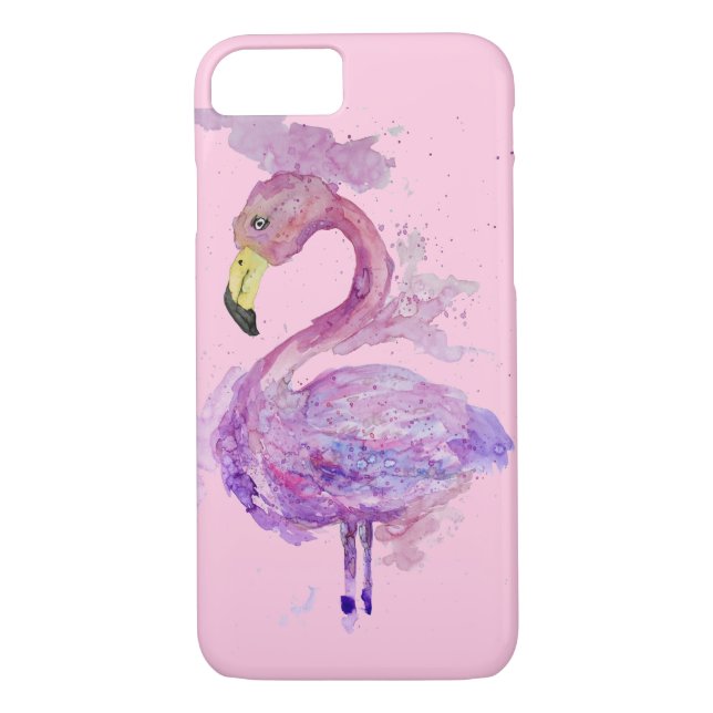 Purple Flamingo Watercolor Case-Mate iPhone Case (Back)