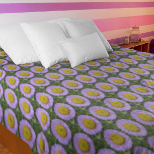 Purple Fleabane Daisy Floral Pattern Duvet Cover