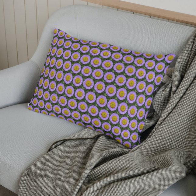 Purple Fleabane Daisy Floral Pattern Pillow Case (In Situ)