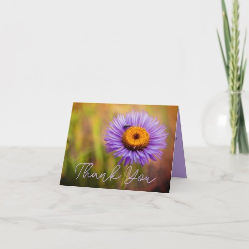 Purple Fleabane Flower and Insect Personalized Note Card